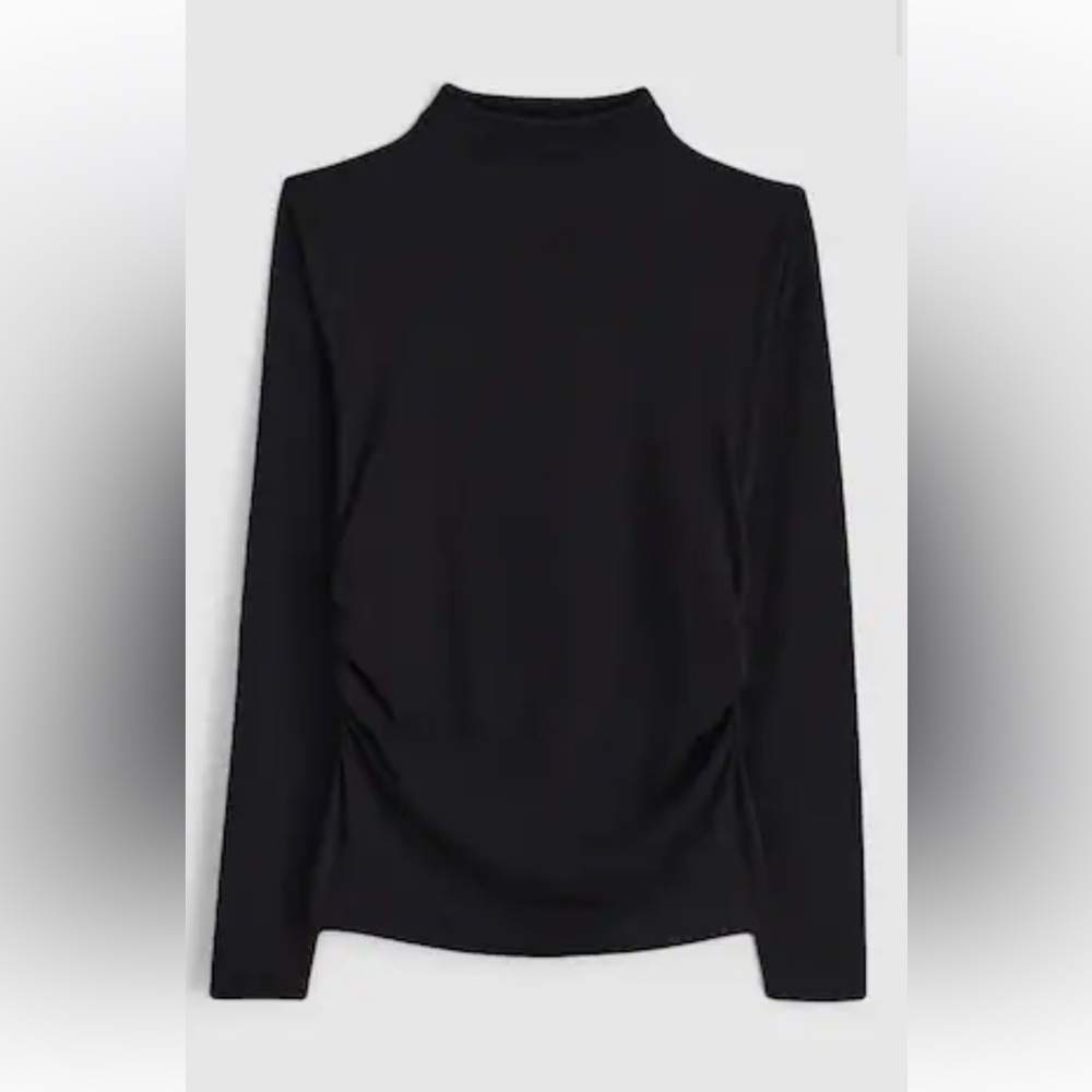 Madewell Ruched Mockneck Long-Sleeve, Black